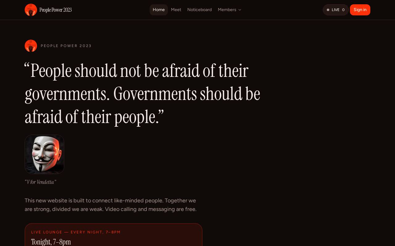 Homepage of People Power 2023